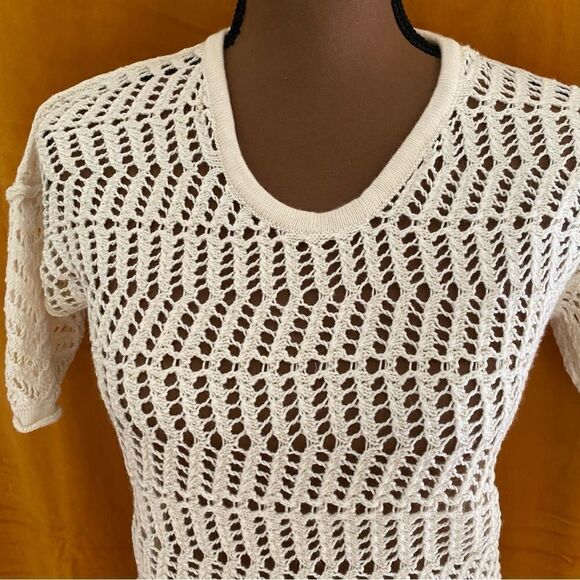 James Perse Ivory Wool & Cashmere Open Knit Sweater - Picture 2 of 7